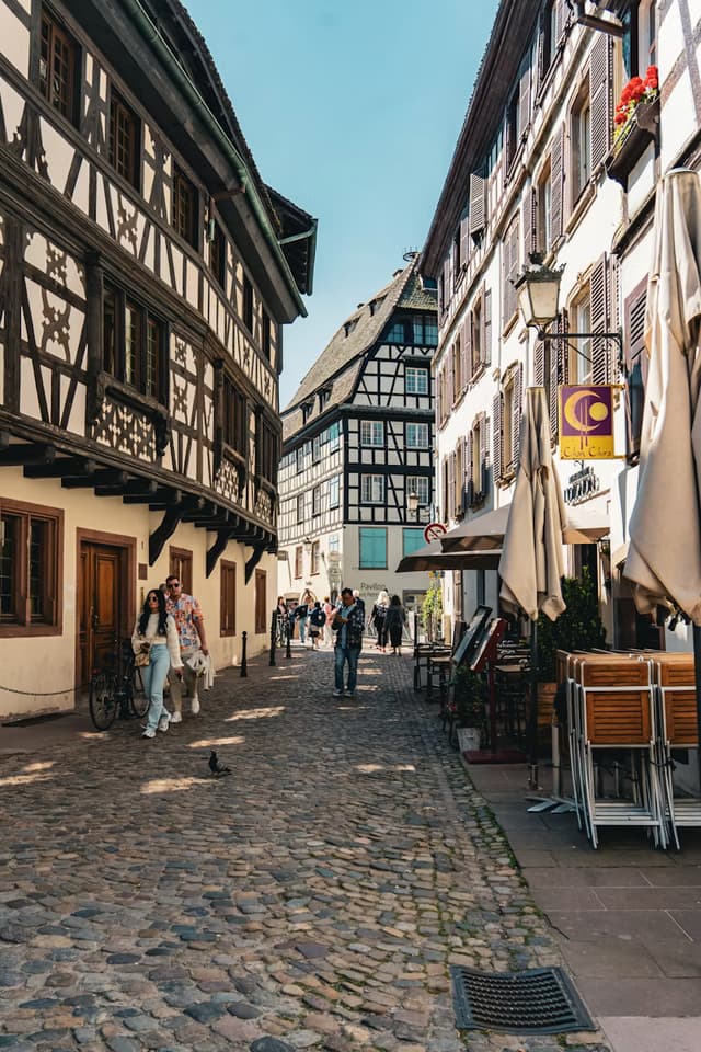 Historic European street with traditional architecture
